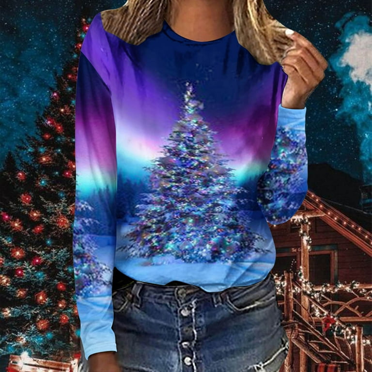   Warehouse Sale Clearance Womens Christmas Tops Fashion  3/4 Sleeve Crewneck Xmas Tree Graphic Blouses Casual Pullover Christmas  Shirt for Women Long Sleeve Graphic tees for Women White S : Clothing