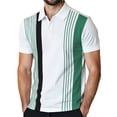 thumbnail image 2 of Yaoyar Men Fashion Summer Striped Color Blocked shirt Short Sleeved Top Casual Lapel Top 3-button Short Sleeved Lapel Top, 2 of 5