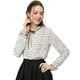 thumbnail image 2 of INSPIRE CHIC Blusa con cuello con volantes y lazo para mujer, blusa de manga larga con campana vintage Lunares blancos L, 2 of 6