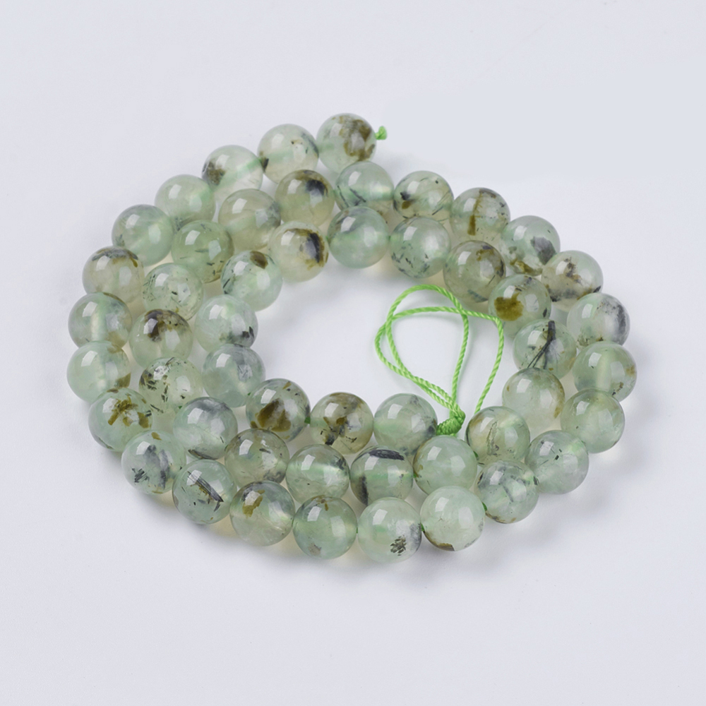 5 strand Natural Prehnite Beads Strands Round Pale Green 8mm Hole: 1mm Prehnite