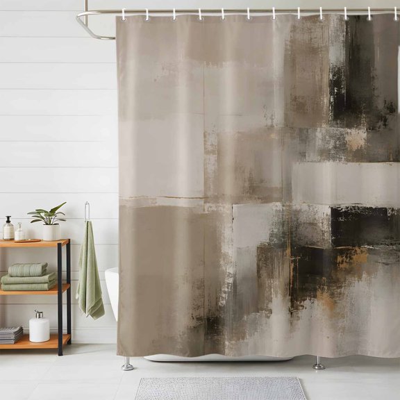 Grey Abstract Art Shower Curtains for Bathroom, Contemporary Luxury Waterproof Fabric Shower Curtain, Decorative Bathroom Curtain for Bathtub, 36"x72", No Hooks Included