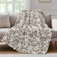 thumbnail image 4 of Farmhouse Brown Throw Blanket, Flannel Fleece Blanket with Striped Design for Couch, Vintage Flower Leaf Botanical Plant Soft Breathable All Season Plush Blankets for Loveseat Sofa Bed 60"x80", 4 of 9
