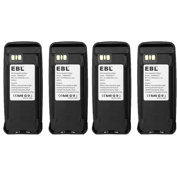 EBL 4-Pack 2500mAh 7.4V Li-ion Two Way Radio Battery for Motorola XPR 6100, XPR6300, XPR6350, XPR6380, XPR6500 PMNN4077, XPR6550, XPR6580