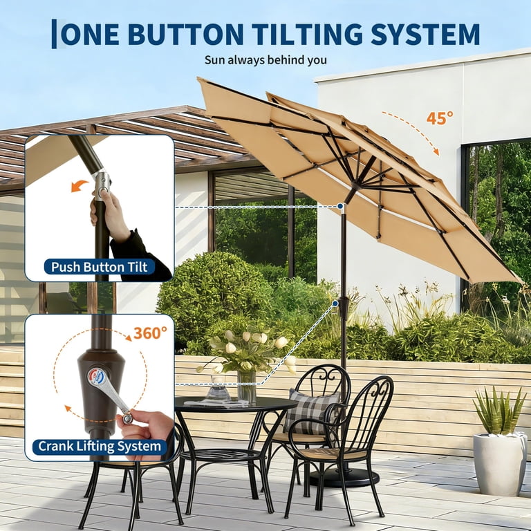 8 patio umbrella with 24 spines Soake Everyday Multicolour Kaleidoscope button connector for hassle 10Ft. Patio Table Umbrella With