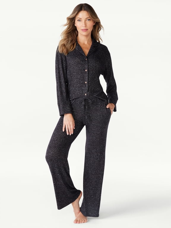 Sofia Intimates Women's Notch Collar Pants Pajama Set, 2-Piece, Sizes XS-3X