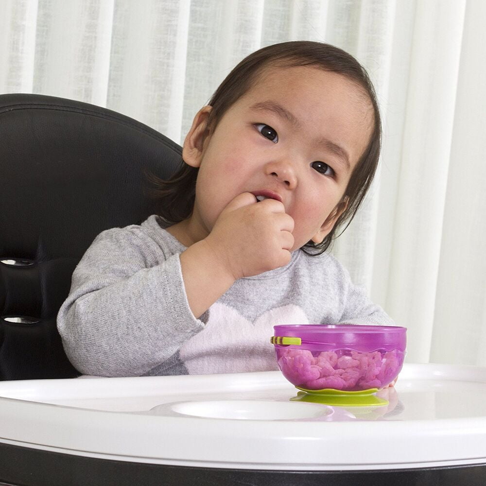 Baby Bowls - Set of 3 Stay Put Suction Bowls with Lids - Feeding Bowl Snack Time
