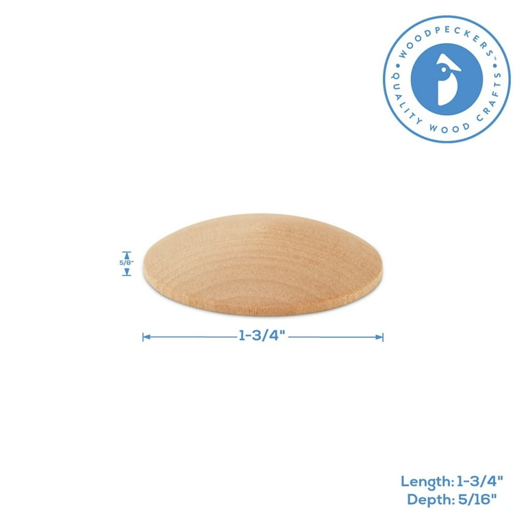 Unfinished Wood Round Discs 1-3/4 inch, Pack of 25 Domed Wooden Circles,  Wood Chips for Crafts & Open-Ended Play, by Woodpeckers 