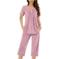 thumbnail image 6 of Censtreet Women's Pajama Sets Short Sleeve Sleepwear Round Neck Pj Loungewear Top and Capri Pants with Pockets, 6 of 6