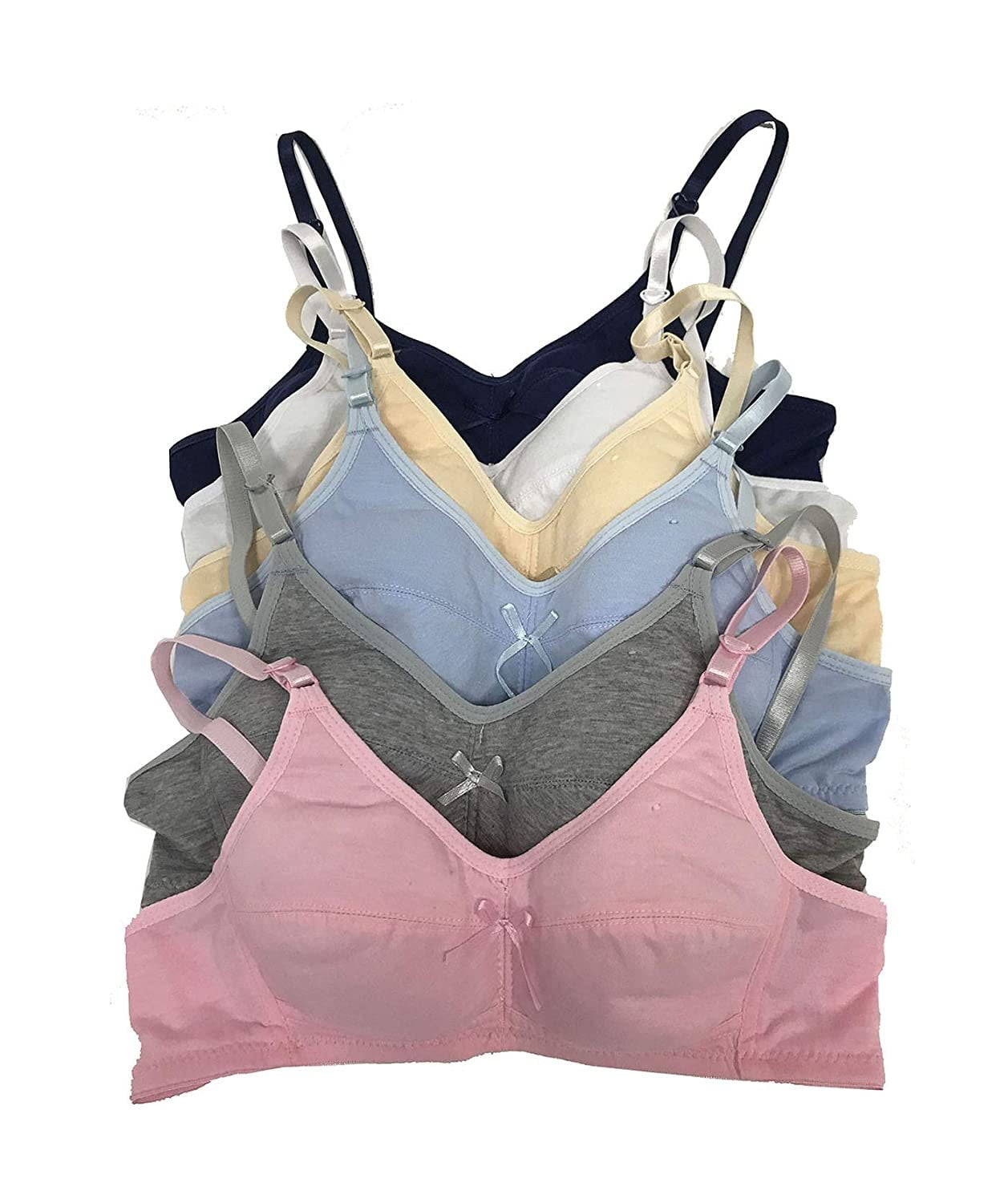 34A 6 Pieces Wire Free No Padding Teenager Girl Cotton Junior