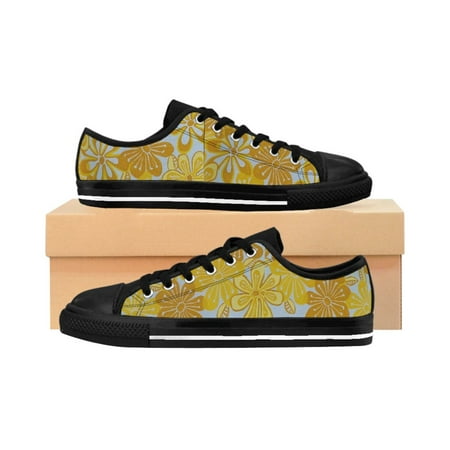 

Yellow Flowers Art Deco Blk Skaters Women s Sneakers
