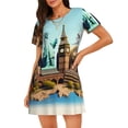 thumbnail image 1 of Disketp Iconic Global Landmarks para Camisón Corto de Manga Corta para Mujeres, Camisón Cómodo con Escote Redondo, Bonito y Confortable, 1 of 6