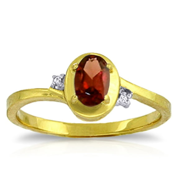 Galaxy Gold GG 14K Yellow Gold 0.51 Carat Natural Diamonds and Oval-Shaped Garnet Ring - January Birthstone - Energy & Devotion - Sizes 5.5 to 11 - Fine Jewelry for Women