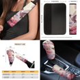 thumbnail image 5 of FKELYI Peach Floral Hummingbird Print 16-Piece Car Interior Set Auto Seat Covers with Steering Wheel Cover Seat Belt Pads Headrest Covers Hanbrake Cover Gear Shift Cover Armrest Pad Coasters, 5 of 6