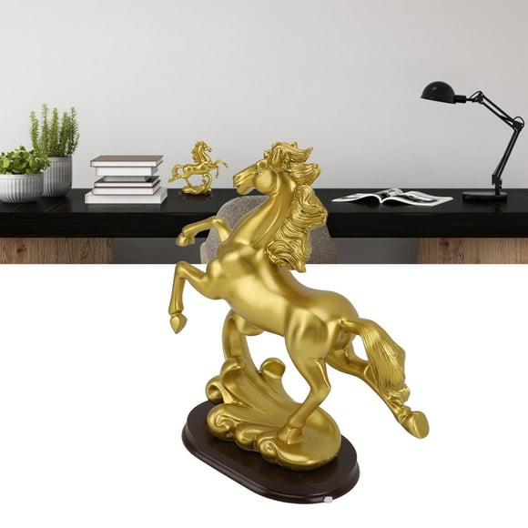 Gold Horse Statue Resin Craft Ornament Artistic Sense, Soft Decoration, Unique Design, Easy to Clean for Office, Wine Cabinet