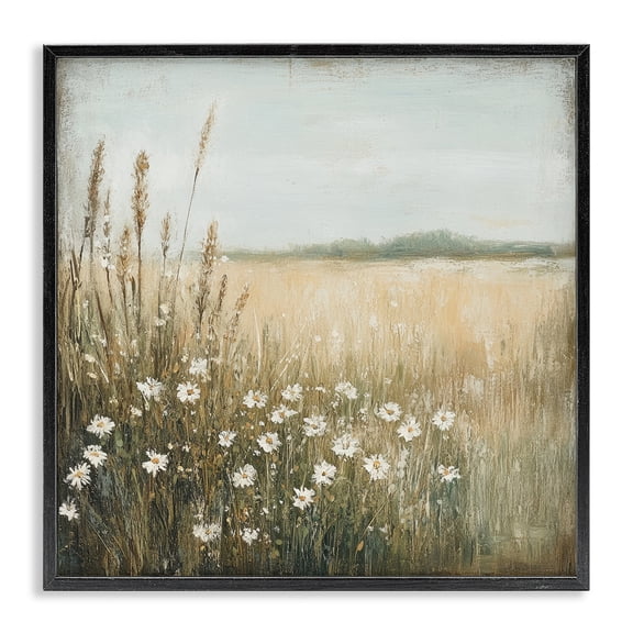 Stupell Industries Farmhouse Daisy Dream Landscape Black Framed Giclee Art, 12 x 12, by Petals Prints Design