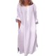 thumbnail image 3 of Women Cotton Linen Long Sleeve Maxi Dress Ladies Pocket Solid Baggy Kaftan Dress, 3 of 8