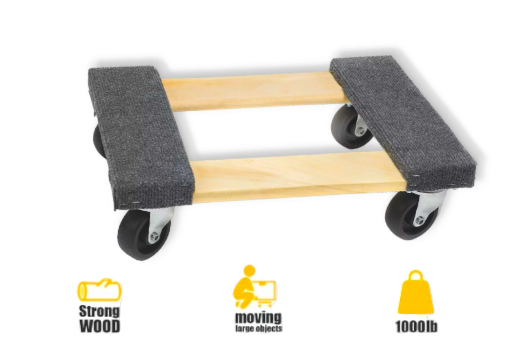 Franklin Moving Dolly 18 x 12 in Hardwood Swivel Casters Mover, 1000 lbs Capacity Furniture Dolly.
