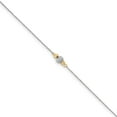 thumbnail image 1 of Real 14kt White Gold Ropa Two-tone Diamond Cut Bead 9in Plus 1in Ext. Anklet; for Adults and Teens; for Women and Men, 1 of 3