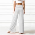thumbnail image 5 of 2026 Coral Fold Over Yoga Pants for Girls Trendy Solid Wide Leg Loose Fit Trousers Ruched Palazzo Sports Pants White 150, 5 of 5