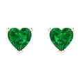 thumbnail image 3 of 1.0 Ct Heart Cut Studs Green Emerald 14K Rose Solid Solid Gold Everyday Dainty Earrings Push Back, 3 of 7