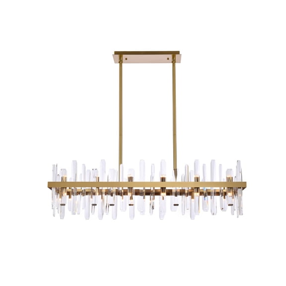 Serena 42 inch crystal rectangle chandelier in satin gold
