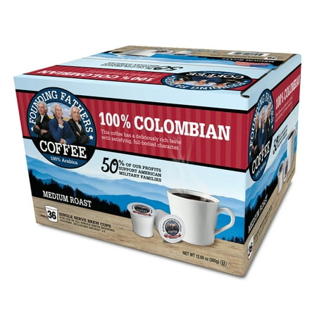 Founding Fathers 100% Colombian Coffee 100% Arabica Kcups, 36 Ct
