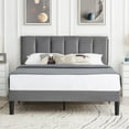 thumbnail image 1 of VECELO Twin/Full/Queen Upholstered Bed Frame with Adjustable Headboard, No Box Spring Needed/Easy Assembly, Dark Gray, 1 of 6