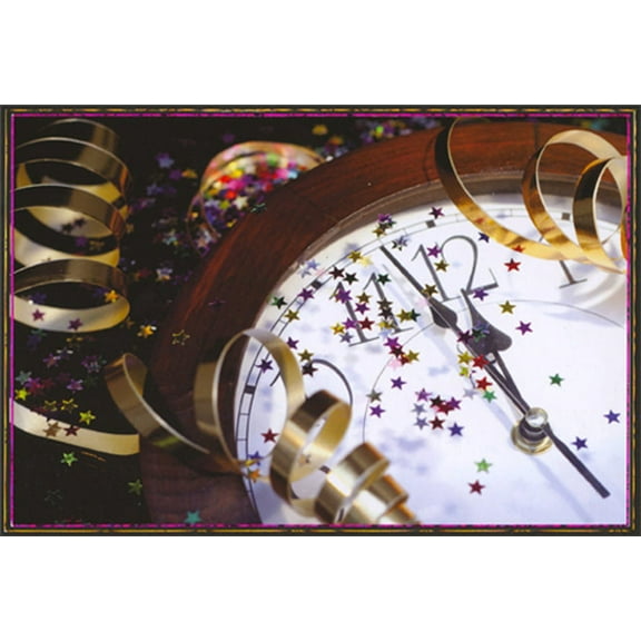 Pictura Striking Midnight : Clock Closeup Happy New Year Card