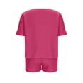 thumbnail image 6 of CLOISE Women 2 Piece Outfits Short Sleeve Plus Size Matching Sets Oversized Outfits T Shirts Shorts Beach Vacation Clothes, 6 of 8