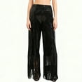 thumbnail image 3 of Sparkly Sequin Pants Women 2026 Trendy Elastic High Waist Straight Leg Tassel Fringe Pants Clubwear Dancewear, 3 of 7
