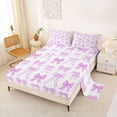 thumbnail image 2 of Erosebridal Purple Bow Full Size Sheets for Girls, Grid Princess Ribbon Bed Sheets, 4 Pieces, 2 of 6
