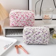 thumbnail image 2 of Fashion Flower Women's Makeup Bag Floral Print Cosmetic Pouch Portable Travel Jewelry Organizer Handbag Large Capacity Storage Bags, 2 of 9