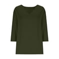 thumbnail image 5 of Aofany Women's Casual 3/4 Sleeve Length T-Shirts Tunic Tops V Neck Loose Fit Basic Tee Solid Color Blouse for Work Daily, 5 of 5