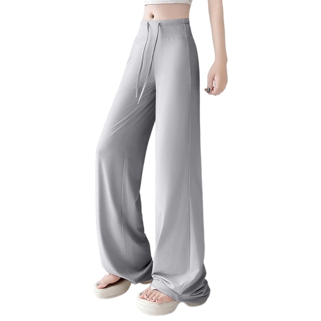 Fgnfyis Casual High Waist Wide Leg Sun Proof Breathable Summer Fall Comfortable Loungewear Womens Pants Grey XL