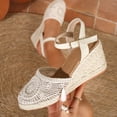 thumbnail image 4 of Dakaela Closed Toe Wedge Sandals for Women Woven Hollow out Platform Espadrilles 2026 Arch Support Summer Casual High Heels Size 6-10, 4 of 7