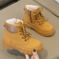 thumbnail image 2 of PEASKJP Children's Snow Boots Side Zipper Fashion Short Booties Low Heels, Yellow 36, 2 of 5