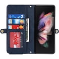 thumbnail image 4 of Samsung Galaxy Z Fold 3 5G Wallet Case with Detachable S Pen Holder,Magnetic [9 Card Slots] Removable Adjustable Crossbody Necklace Lanyard Shoulder Strap Zipper PU Leather Case,Blue, 4 of 14