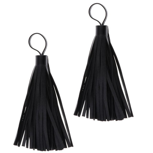 maskred Trendy 2 Pieces Leather Tassels DIY Jewelry Findings Key Chain Ring Bags Charms Style A 2Set