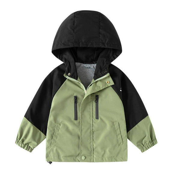 Favoffer Kids' Waterproof Lightweight Coat, Hooded Winter Casual Loose Jacket with Pockets, Boys Girls Long Sleeve Outerwear 2-12Y