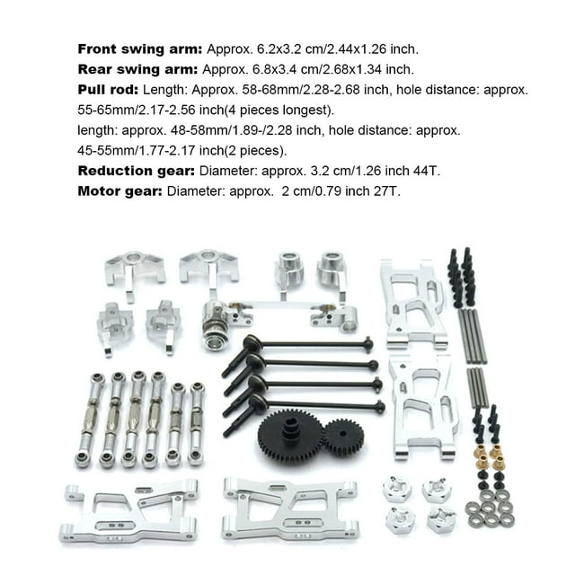 Maoww Front Rear Drive Shafts Remote Control Car Motor Gear Assembly Set Upgrade Modified Parts Replacement for WLtoys 124018 124019 Silver