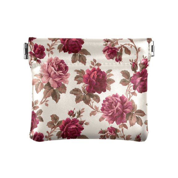 Leather Coin Wallet 4.33x3.74 Inch Portable Coin Wallet Coin Wallet Paper Wallet Card Wallet Storage Wallet Stylish and Sophisticated Detailed Vintage Illustrations