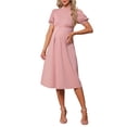 thumbnail image 2 of INSPIRE CHIC Women's Work Maternity Dresses Mock Neck Button Pleated Front Office A-Line Pregnancy Business Dress S Pink, 2 of 6