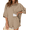 Khaki, variant on Ekouaer Waffle Knit Lounge Sets for Women Short Sleeve Pajamas Button Down Pjs Oversized Loungewear Shorts Set