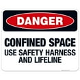 thumbnail image 1 of Danger Confined Space Use Safety Harness And Lifeline Sign, OSHA Danger Sign, 24x30 Aluminum, 1 of 1
