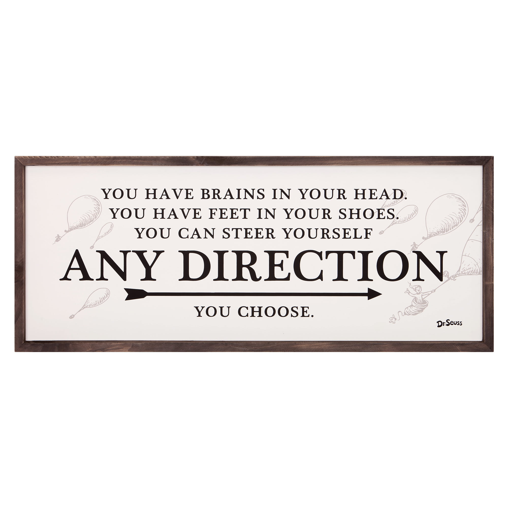 Patton Wall Decor 31x13 Dr Seuss Any Direction You Choose Framed Wood Wall Decor White