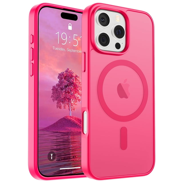 Funda magnética SUPFINE para iPhone 16 Pro Max, color rosa intenso