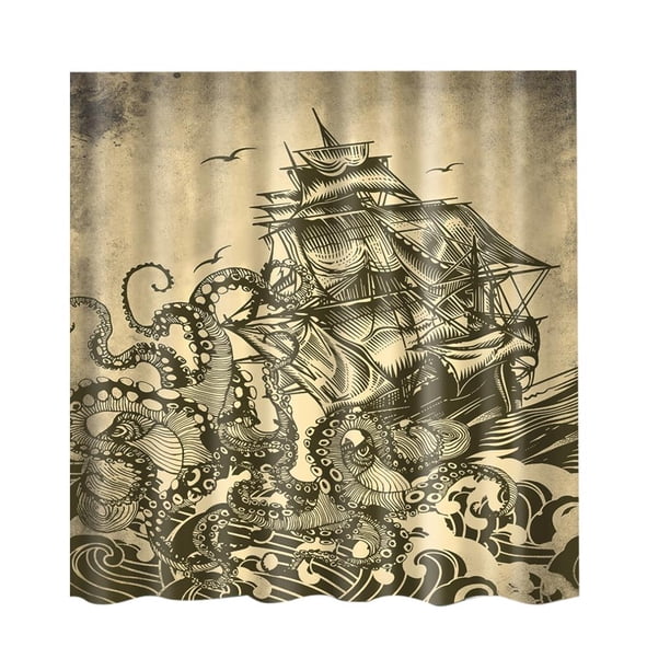 Tejido De Estilo Para Baño, Cortina De , Forro, Resistente Al Agua, 180 X 180 Cm Barco pirata Macarena Cortina de baño