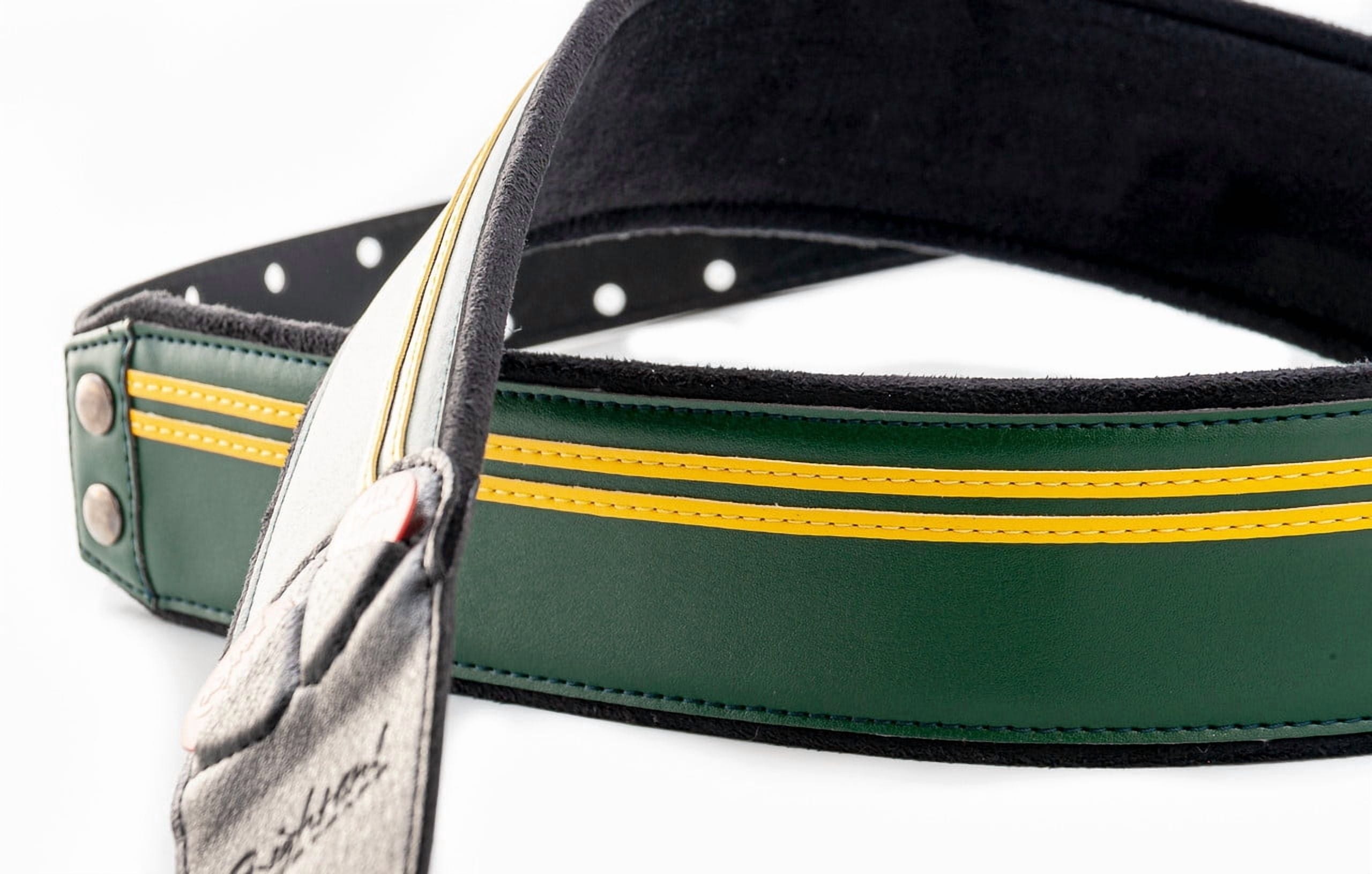 RightOn! Straps Mojo Collection Race-60 Guitar & Bass Strap made with Vegan Leather – Stylish and Comfortable - British Race Green