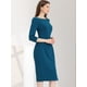 thumbnail image 3 of Vestido de Tubo Elegante Allegra K con Cuello Barco y Mangas 3/4 Lago Azul XL, 3 of 6