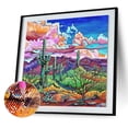 thumbnail image 2 of 5D DIY Cactus completo redondo diamante pintura mosaico Kit Rhinestone pared decoración artesanía FLhrweasw Nuevo, 2 of 9